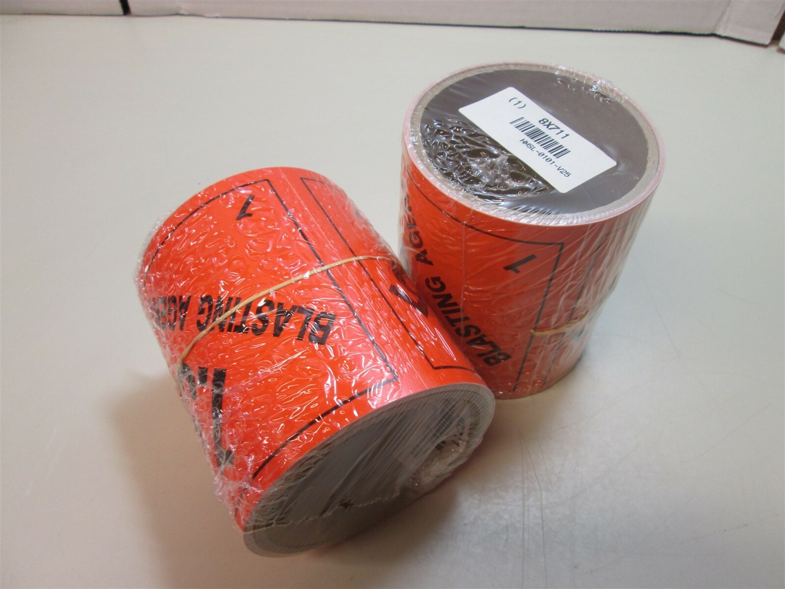 (2) HMSL-0101-V25 1.5 Blasting Agent DOT Label Class 1 Black/Orange 4" x 4" NEW
