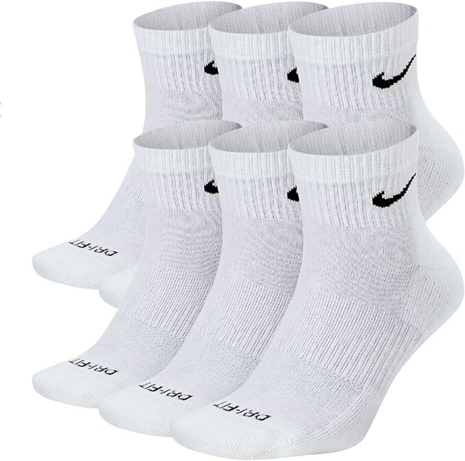 Nike Everyday Plus Cushion Drifit Men's Ankle Socks, Size Large- Black/White