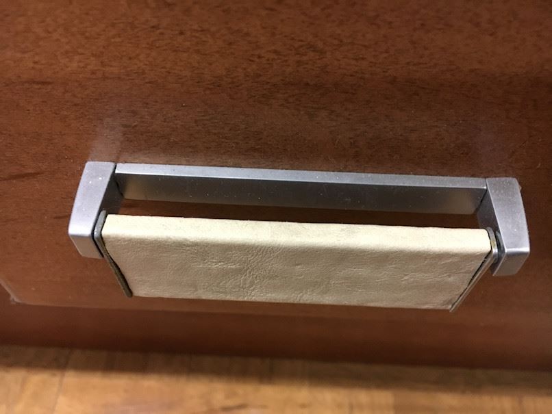 3-3/8" Italian Mid Century Pull Leather and Matte Chrome