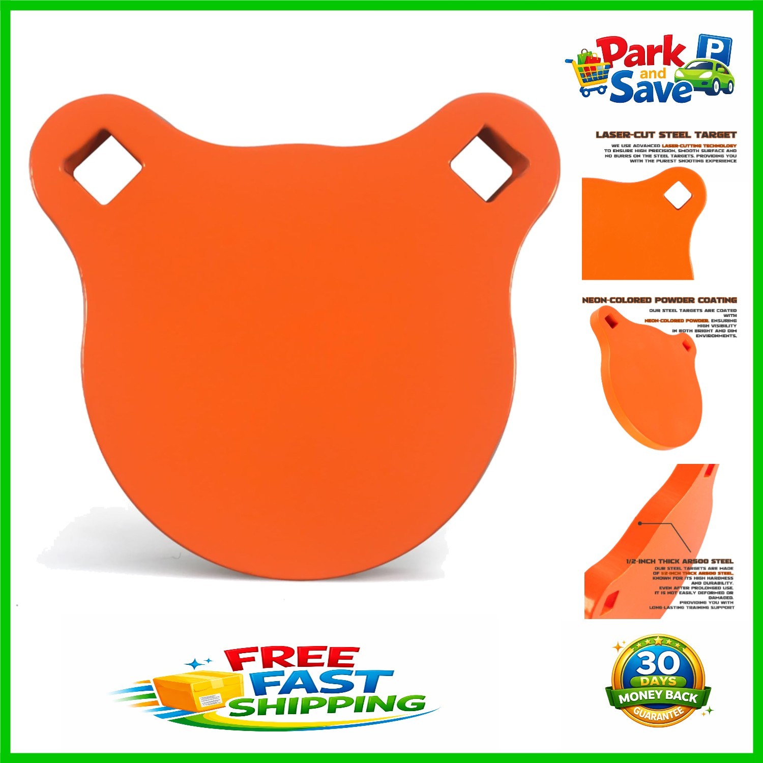Customizable AR500 Steel Shooting Gong - 1/2" Thick Neon Target for Marksmanship
