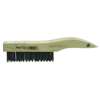 Shoe Handle Scratch Brush, 10 in, 4 x 16 Rows, Steel Wire, Wood Handle Weiler