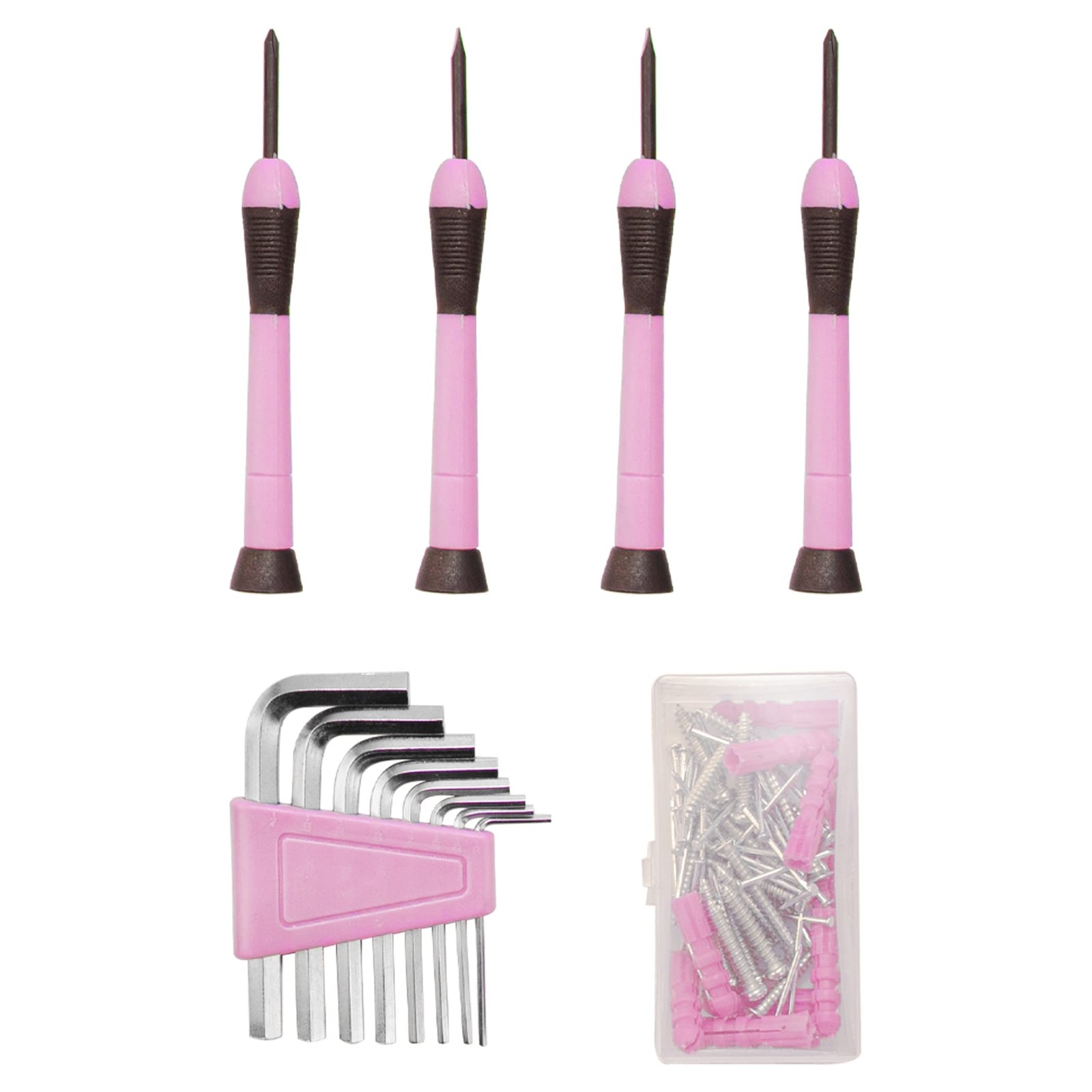126-Piece Home Tool Set Basic Hand Tools with Storage Case Pink