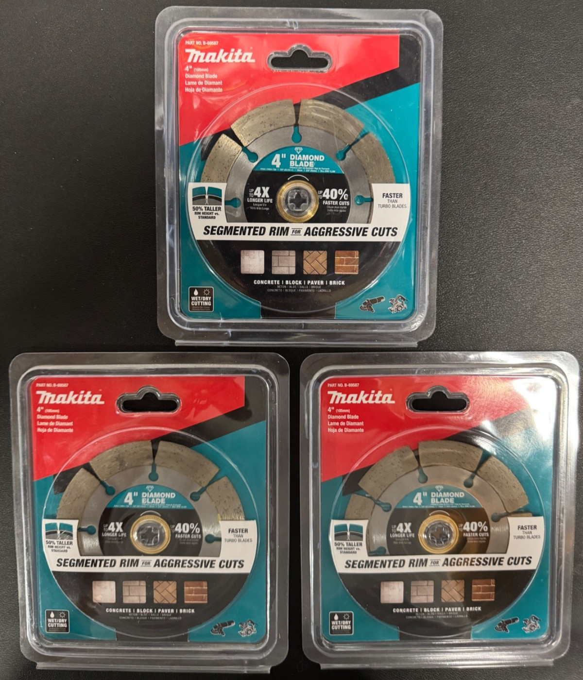 Makita B-69587 4" Diamond Blade Segmented, General Purpose 3pk (Z3)