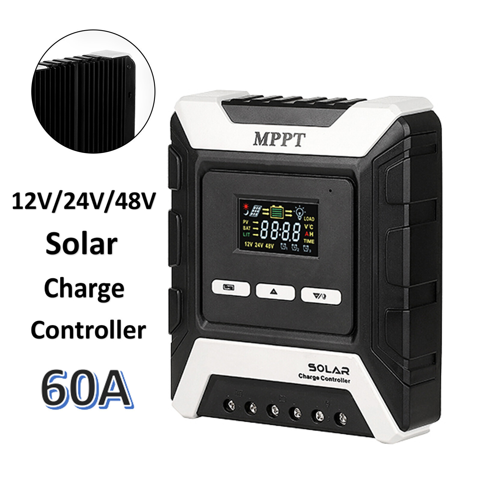 12/24/48V MPPT PWM Solar Charge Controller Panel Battery Regulator Dual USB