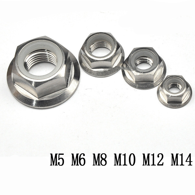 M6 M8 M10 M12 M14 flange nylon locking Titanium Nuts motorcycle bike fasteners