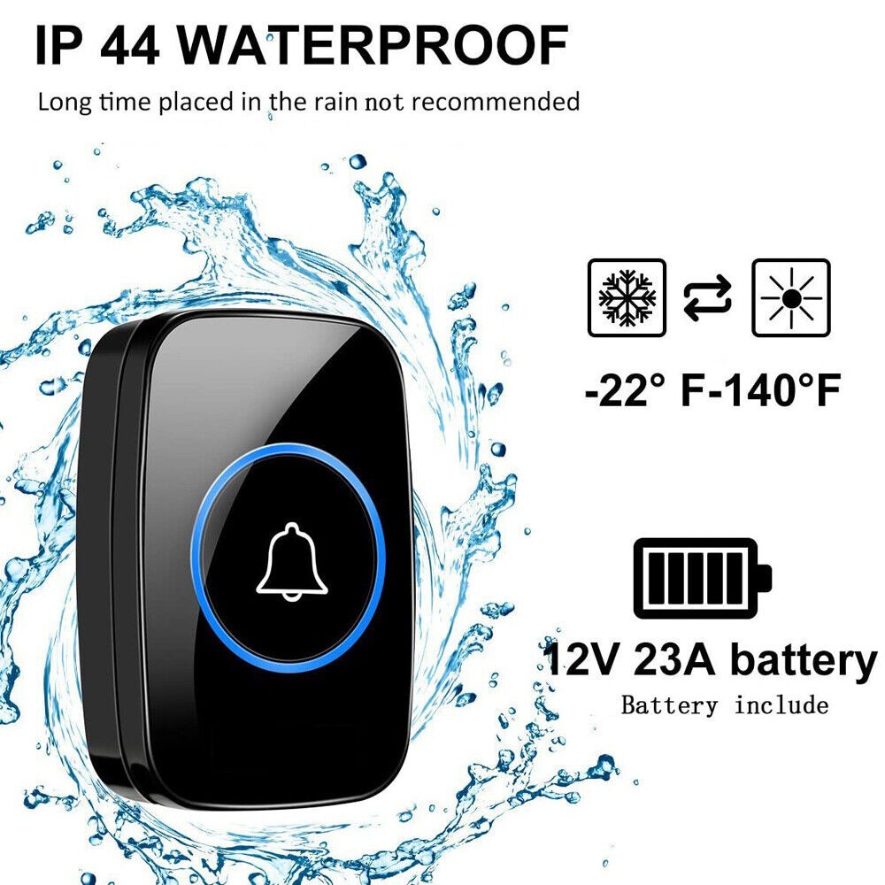 1000FT Wireless Doorbell Waterproof 2 Plugin Receiver Adjustable Volume 60 Chime