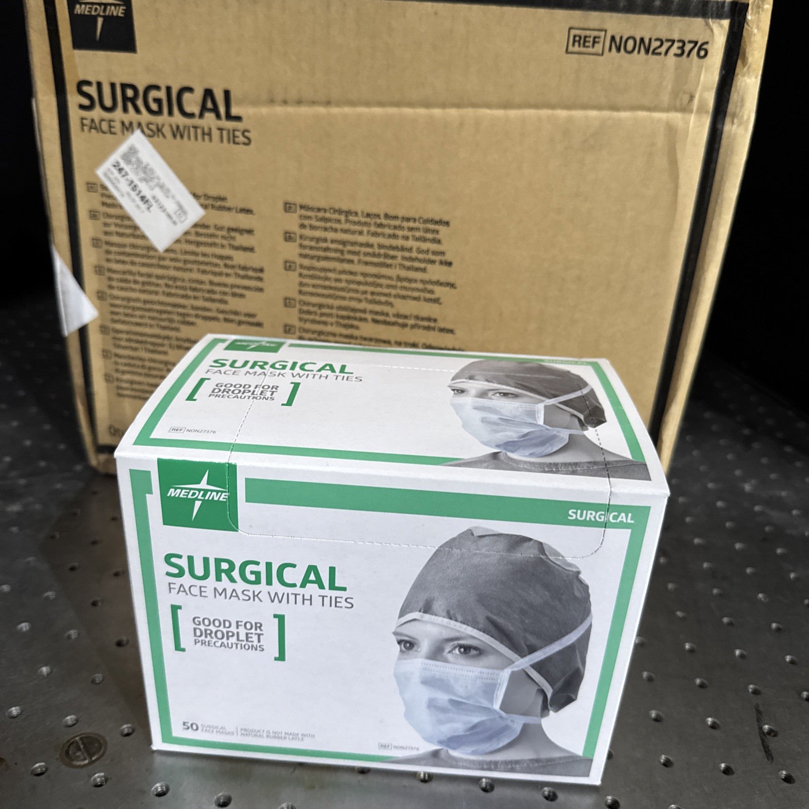 Medline 3-Ply Surgical Face Mask with Ties - 300 Count Case - (NON27377)