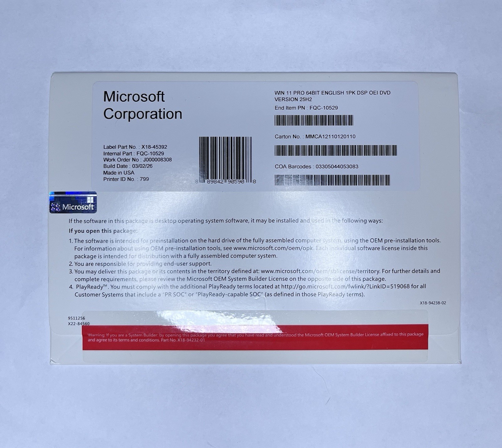 Win 11 Pro 64-Bit DVD & License Product Key Factory Sealed Free Shipping