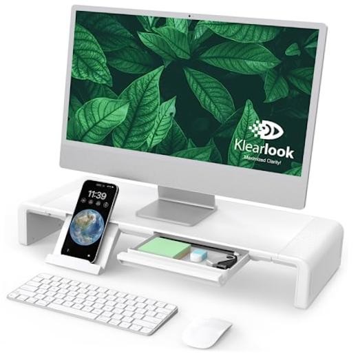 Monitor Stand Riser, Klearlook Foldable, Height Adjustable Computer 1 White