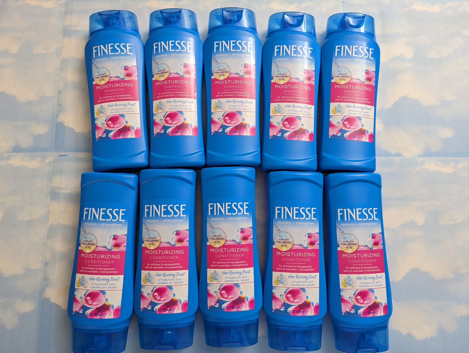 LOT (10) FINESSE RESTORE+STRENGTHEN MOISTURIZING SHAMPOO/CONDITIONER 13 FL OZ