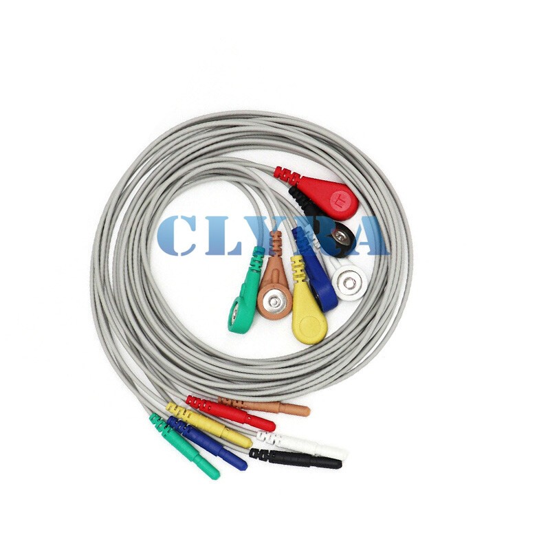 New Din Snap ECG EKG EEG 7- lead holter Cable For Patient Monitor 1.5mm