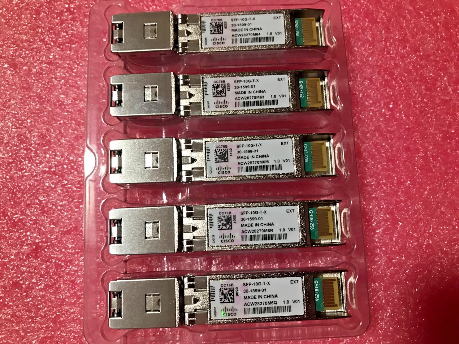 1pc of Cisco SFP-10G-T-X 10G SFP+ 10GBASE-T Copper RJ45 80m Transceiver W/HOLO