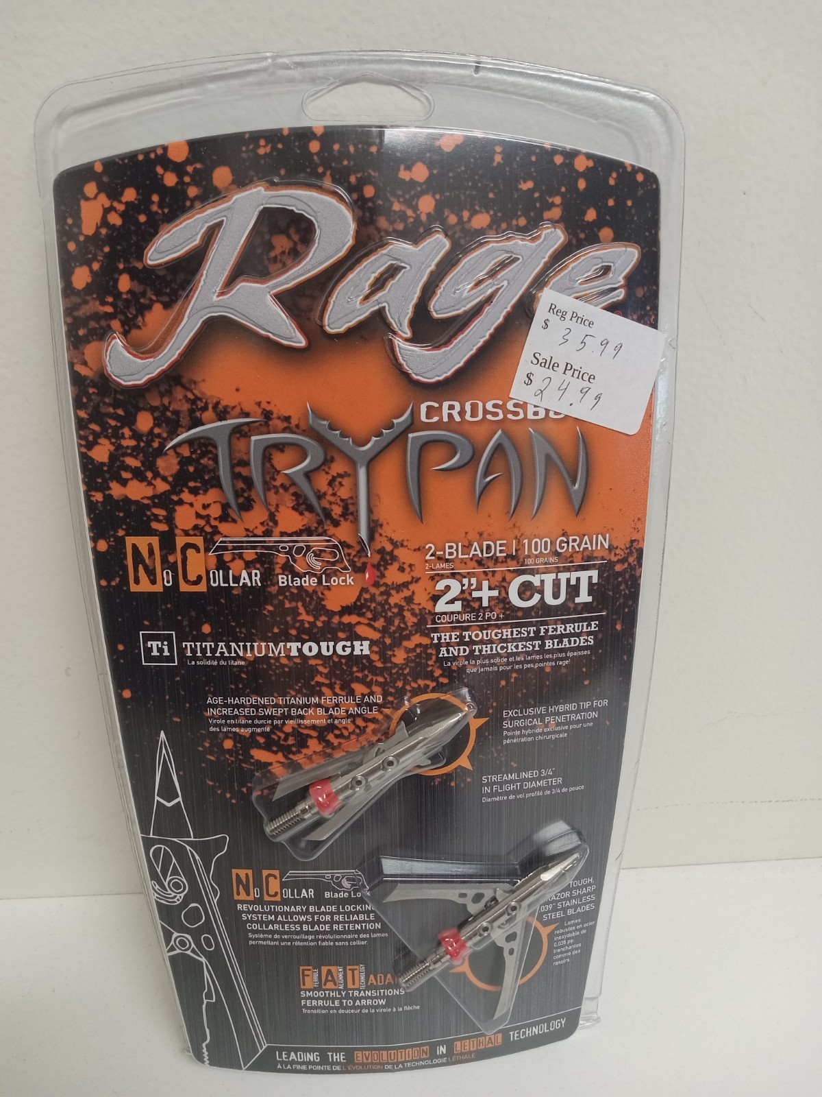 Rage Trypan N Crossbow  Broadheads Archery 100 Grain 2Inch Cut Blade Titanium
