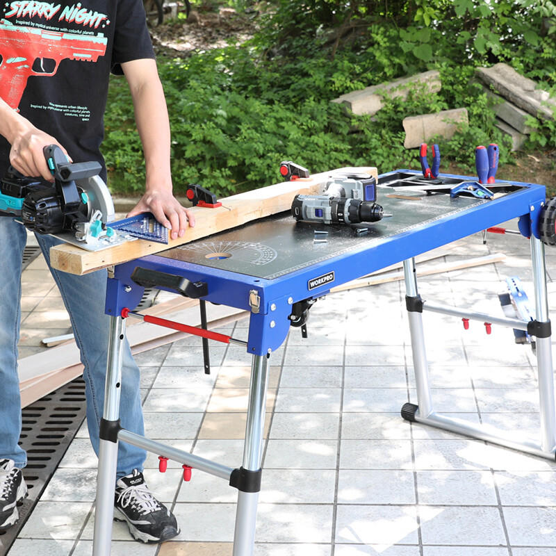 WORKPRO Miter Saw Stand, 5-in-1 Portable Workbench, Quick Folding Work Table NEW