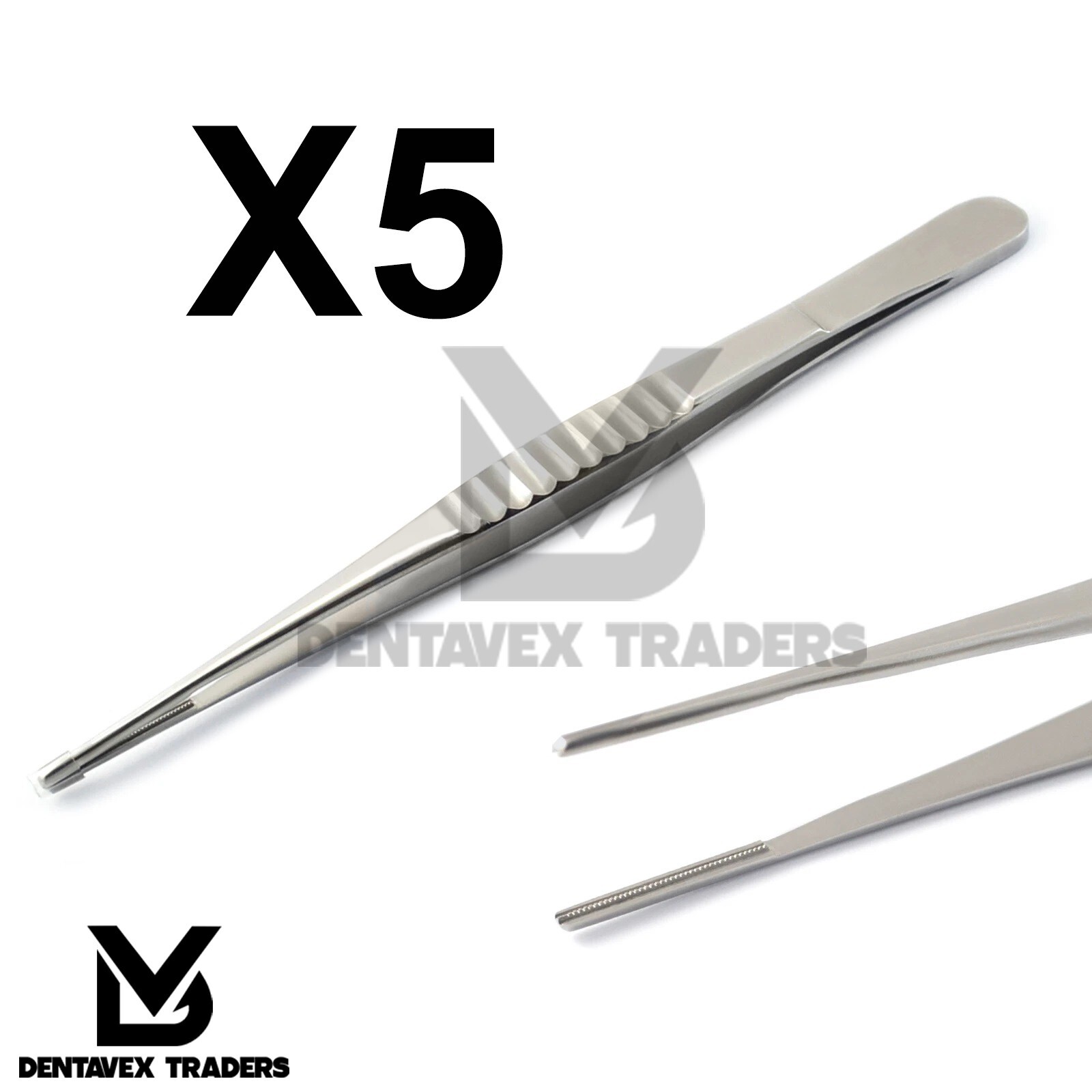 “5PCS DeBakey Surgical Tissue Forceps – 16cm Atraumatic Vascular Thumb Tweezer”