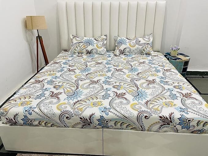 Cotton Double Bedsheet Set with 2 pillow covers  bedsheet  code 7
