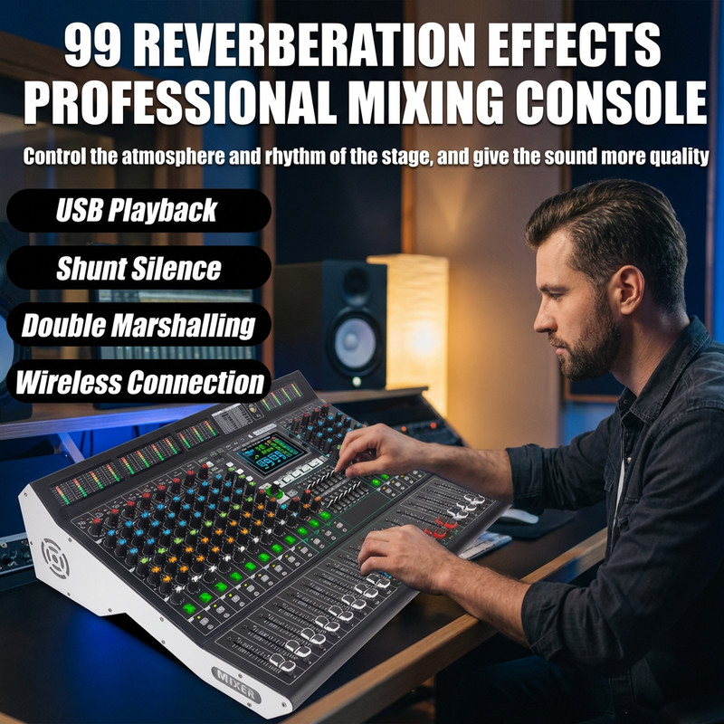 14-channel professional mixer with 99DSP effects / Bluetooth / USB connectors