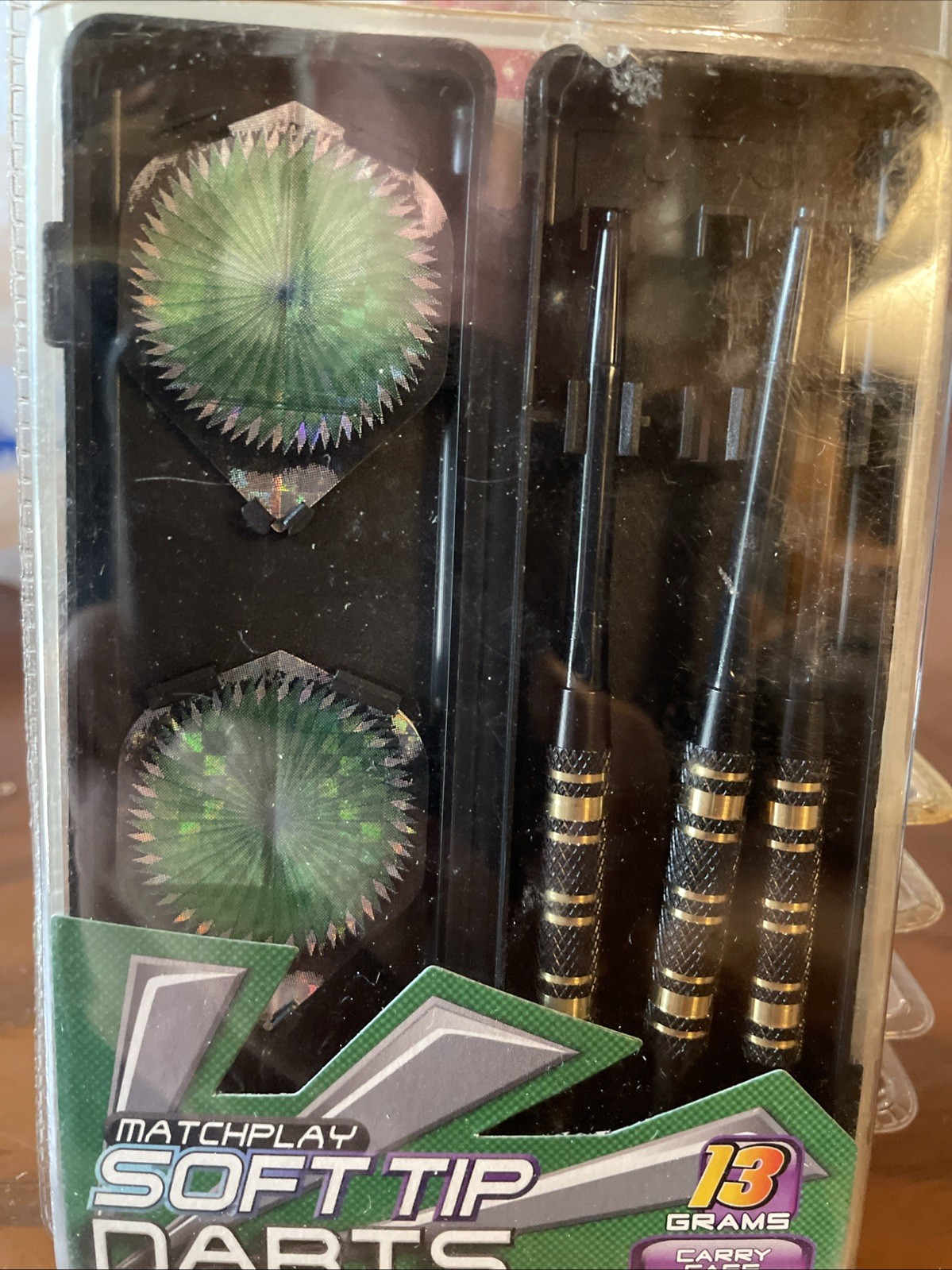 Halex Soft Tip Brass Dart Set 13g Green Metallic Flights & Carry Case - NEW