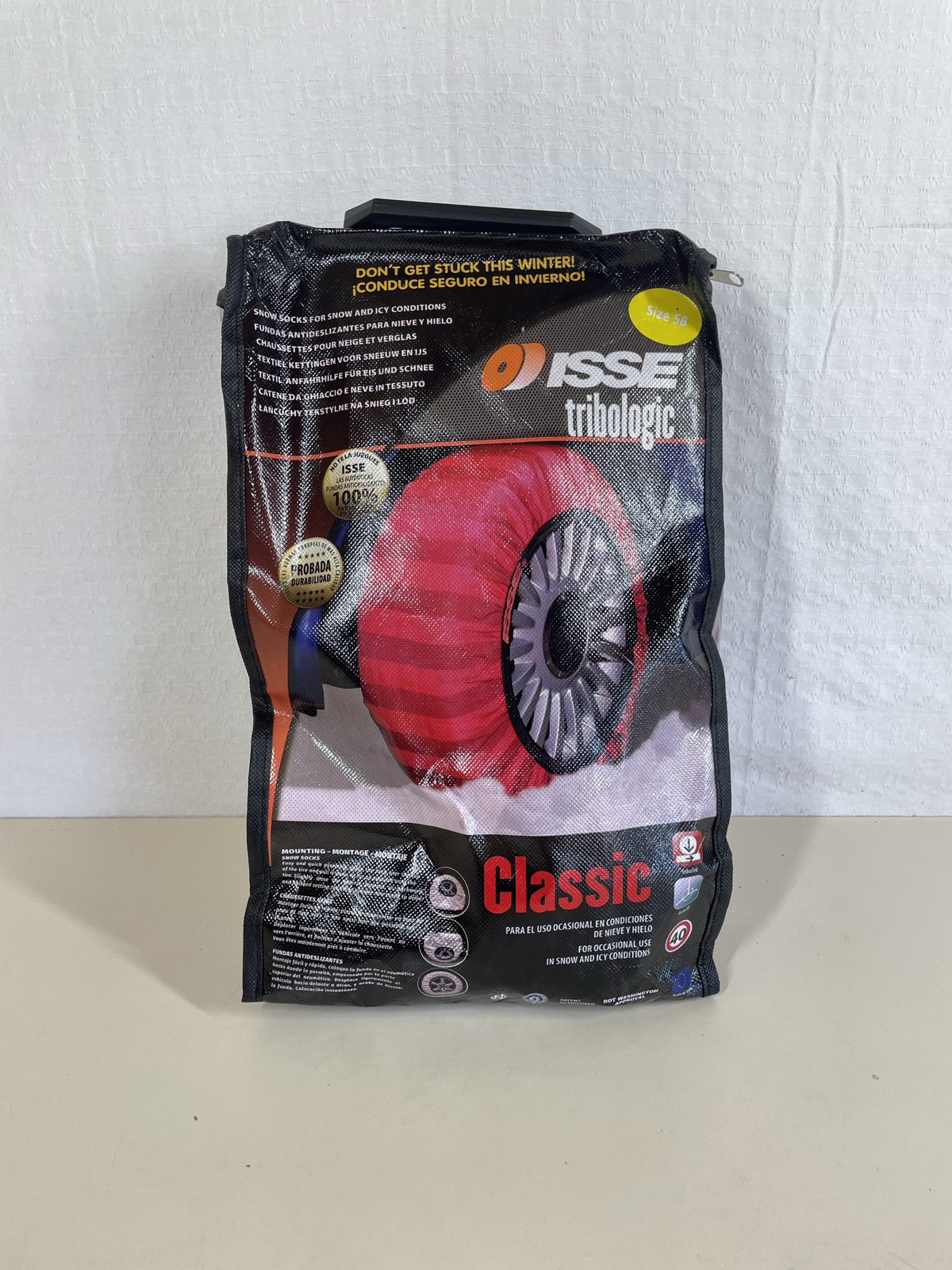 ISSE C60058 Textile Snow Chains Tribologic Classic, Size 58,Red-black Stripes
