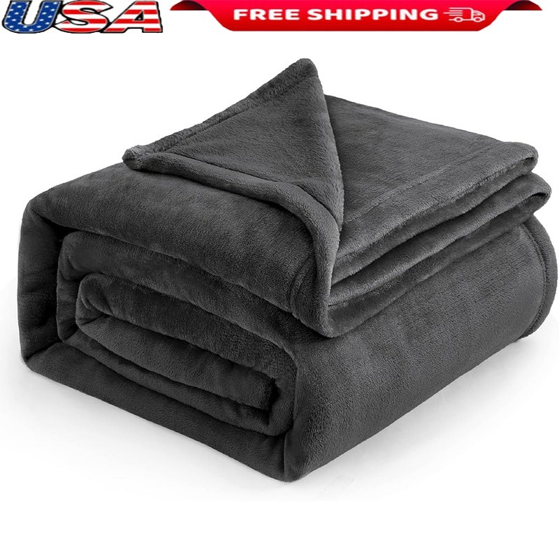 Soft Lightweight Flannel Fleece Blanket Ultra Cozy Durable Microfiber Home Gift