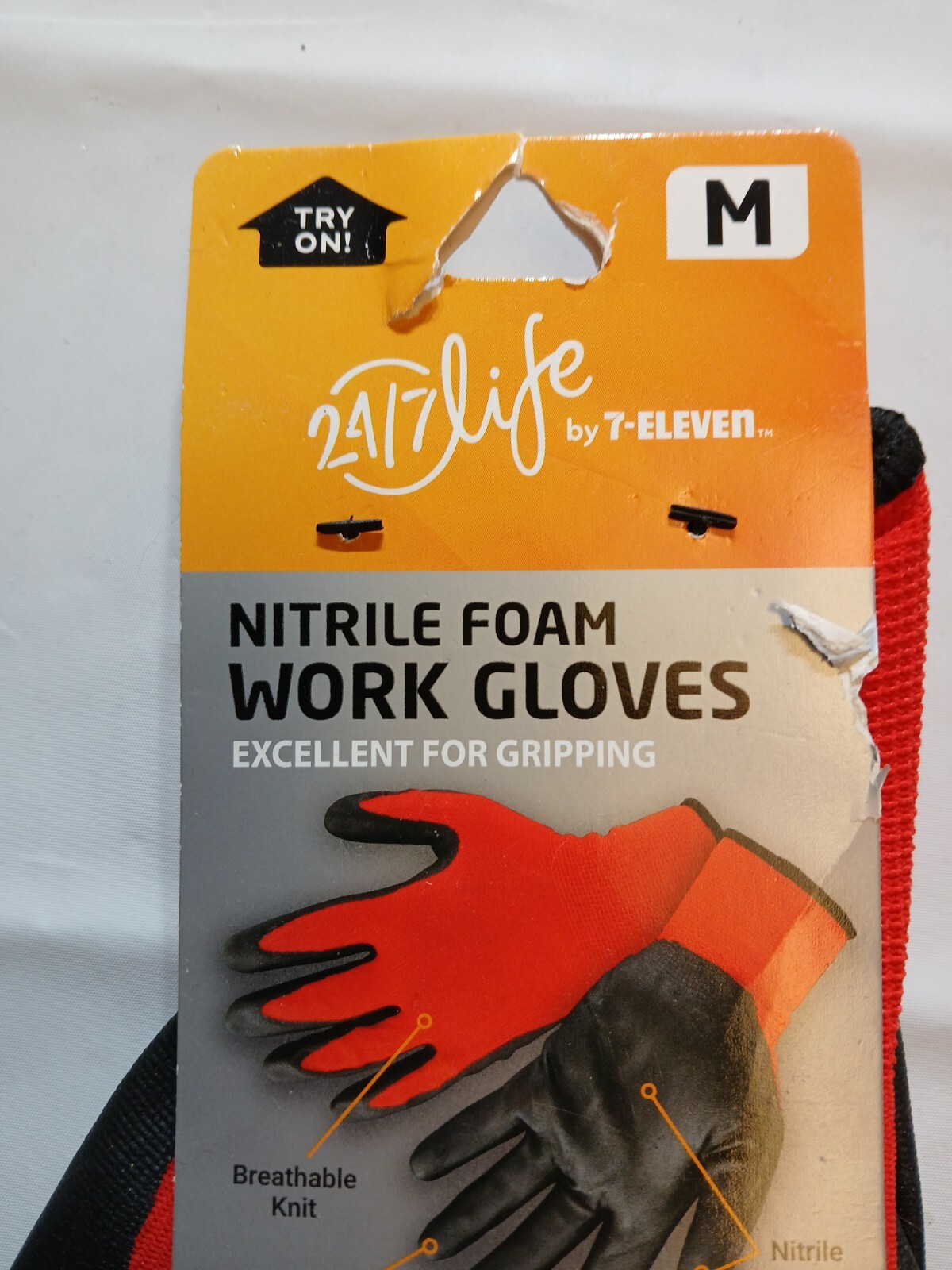 Pair Of Red Nitrile Work Gloves Size Medium