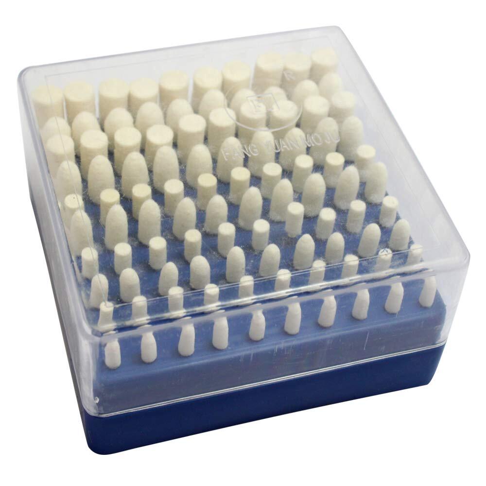 100pcs Wool Felt Mandrel Mounted Grinding Polishing with Dremel-1/8 Inch Shank