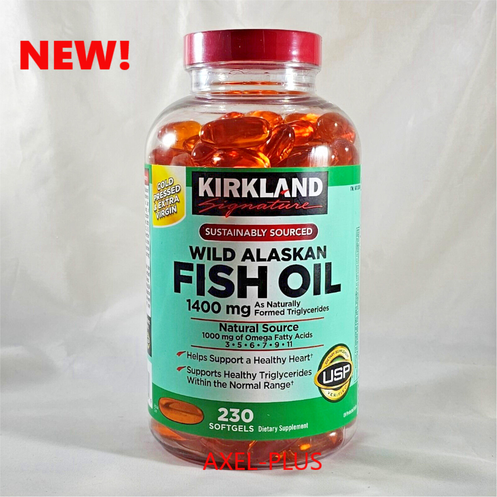 Kirkland Signature Wild Alaskan Fish Oil 1400 mg., 230 Softgels