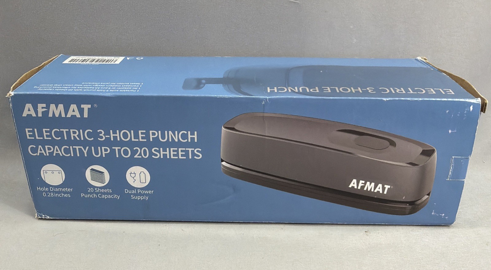 AFMAT Electric 3-Hole Paper Punch HPO1 20-Sheet Black Tested Works