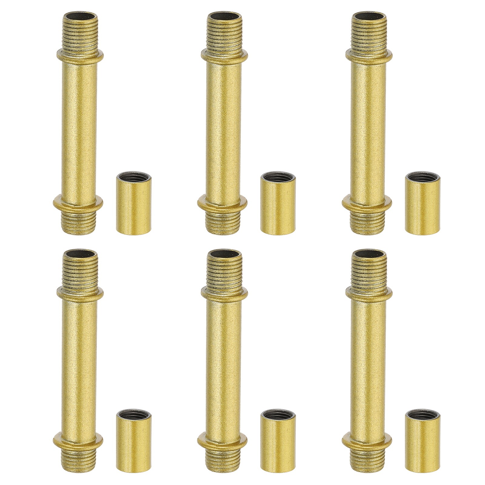 Straight Pipe Lamp Stems Rod Kit, M10 60mm l Rod with Nut, Gold Tone 6 Set