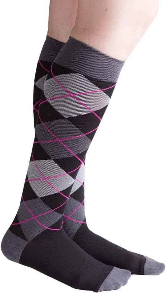 VenaCouture Womens 15-20mmHg Compression, Bold Argyle Pattern (Size: A) Rebel On