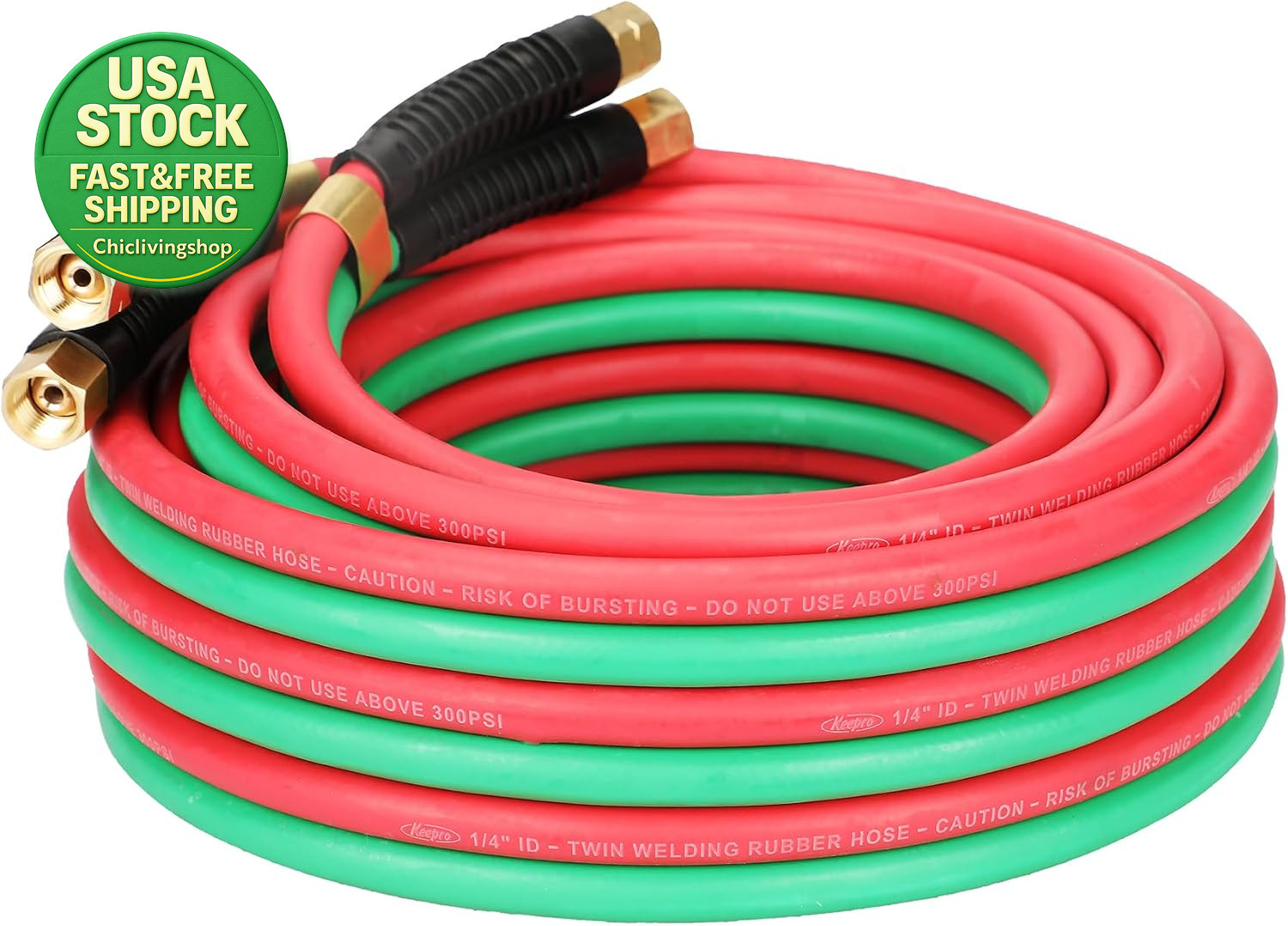 1-4 Inch Twin Welding Hose Oxygen Acetylene Torch Rubber Gas Line 25 Feet Red