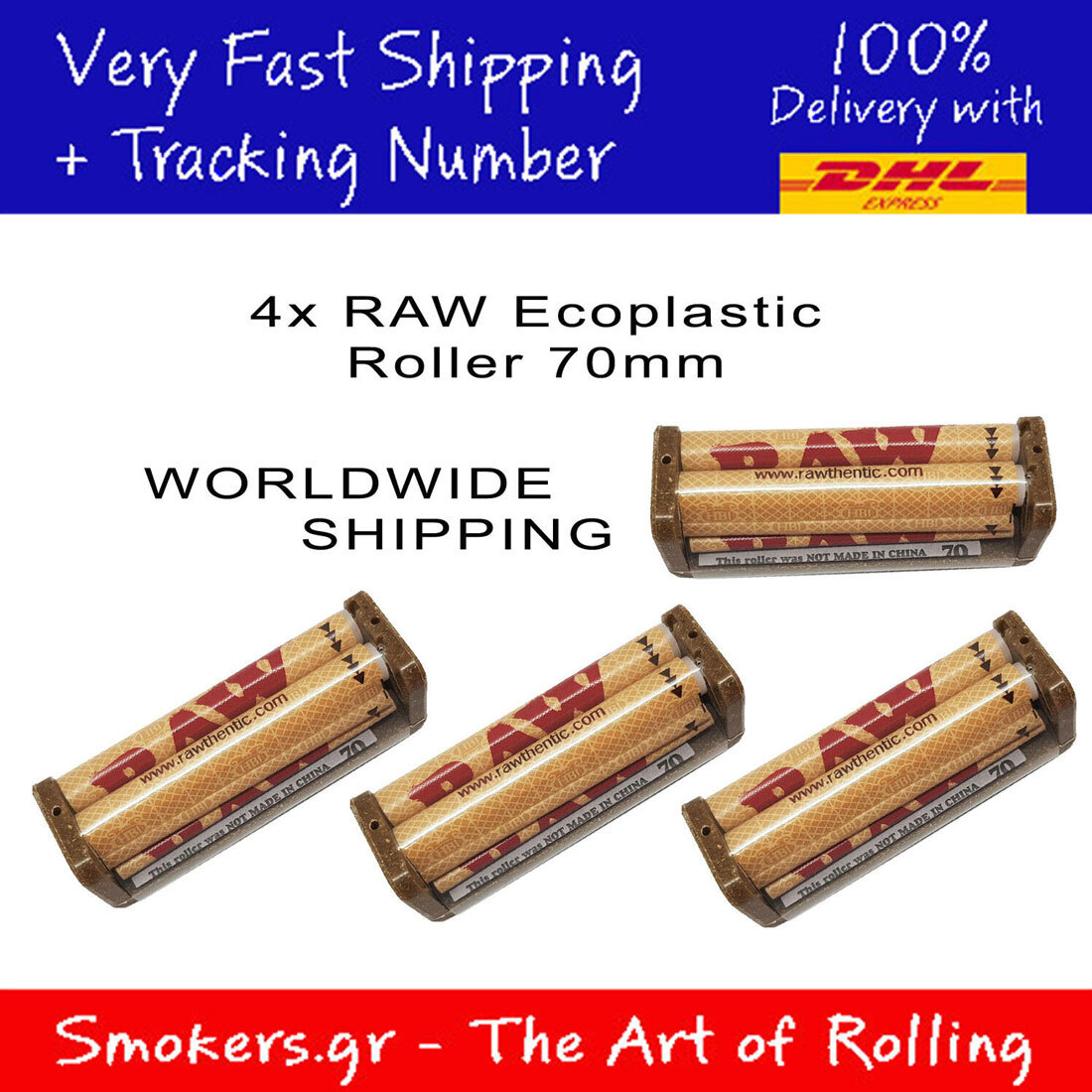 4x RAW HEMP ROLLING PAPER MACHINE ECO PLASTIC 70MM