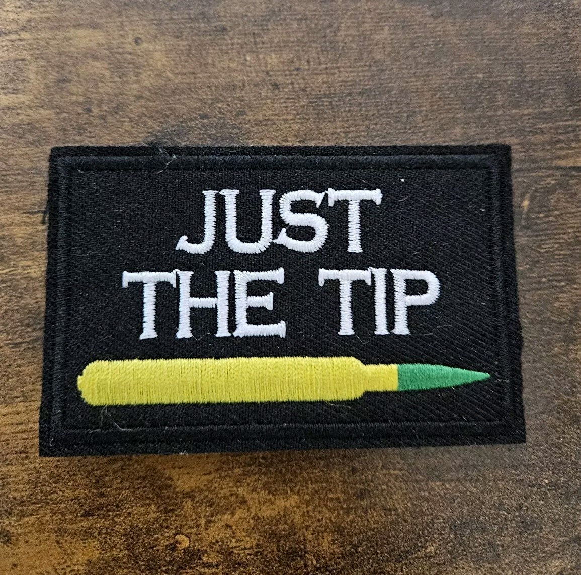 BRAND NEW JUST THE TIP Embroidered Iron On Patch Sew On Badge Hook & Loop