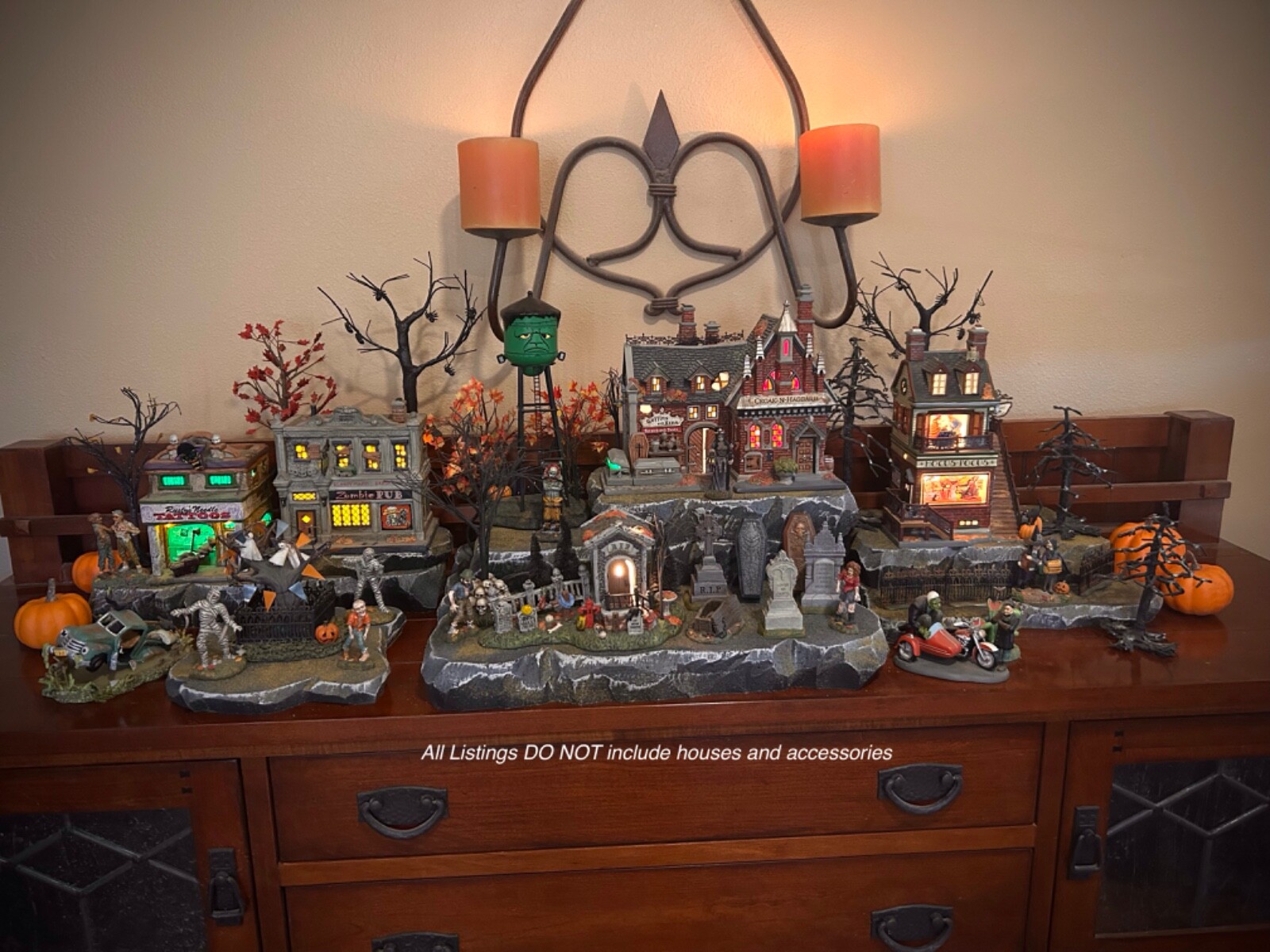 SET OF 8 DISPLAY PLATFORMS CARVED ALL-AROUND FOR DEPT 56/LEMAX HALLOWEEN VILLAGE