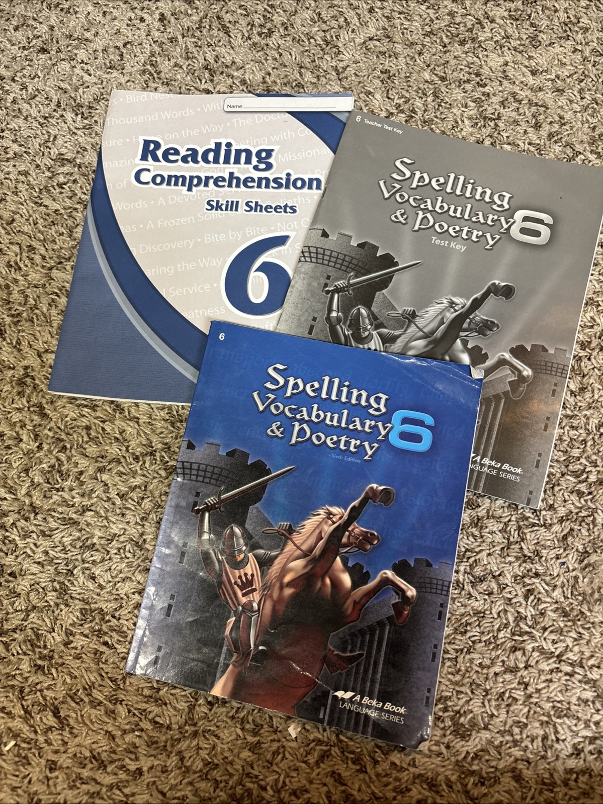 Abeka Grade 6 Reading Comp Skill Sheets + Spelling, Vocab & Poetry + Test Key