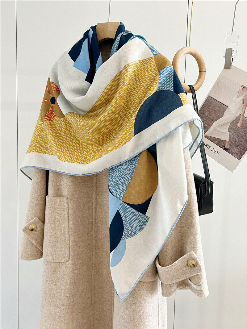 2023 70% Cashmere & 30% Silk Wrap Stole Scarf Fashion Square Shawl Bandanna 53"
