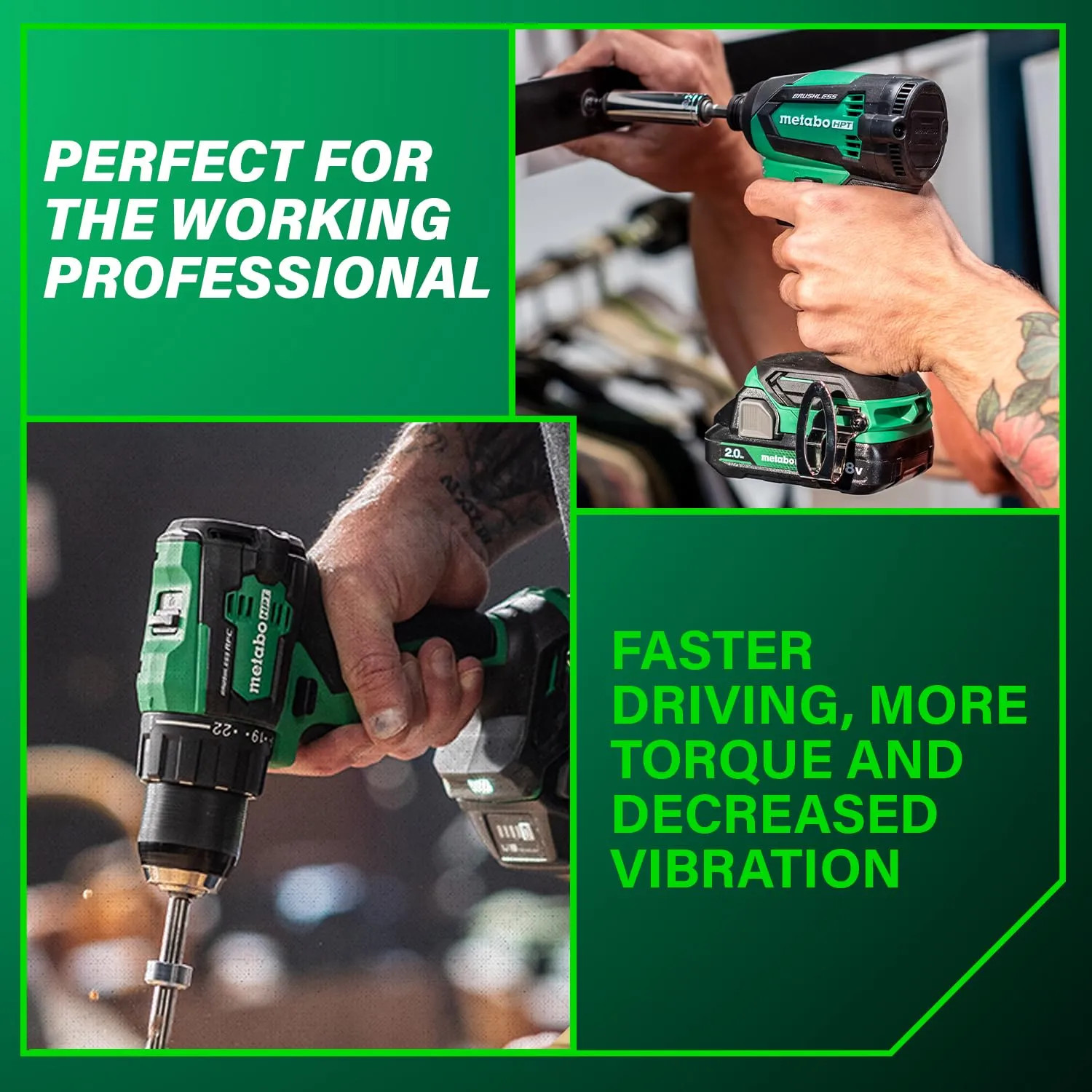 Metabo HPT KC18DEXQB 18V Driver Drill Impact Driver Combo Kit 2 Batteries