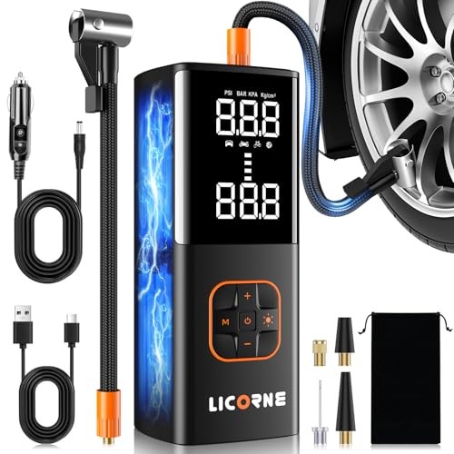 Tire Inflator Portable Air Compressor, 5X Faster Portable Air Pump for Black