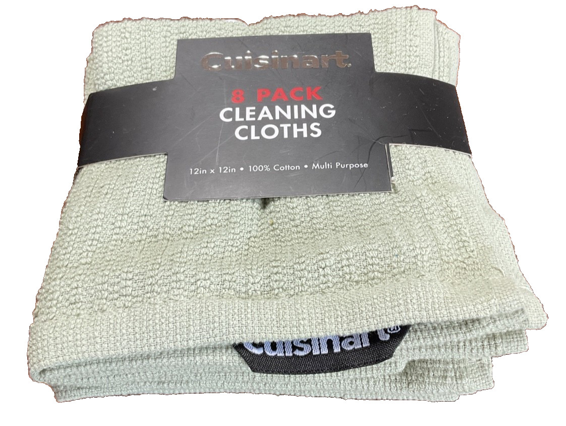 Cuisinart  Cleaning Cloths (8) GREEN 12 X 12 100% COTTON NIP