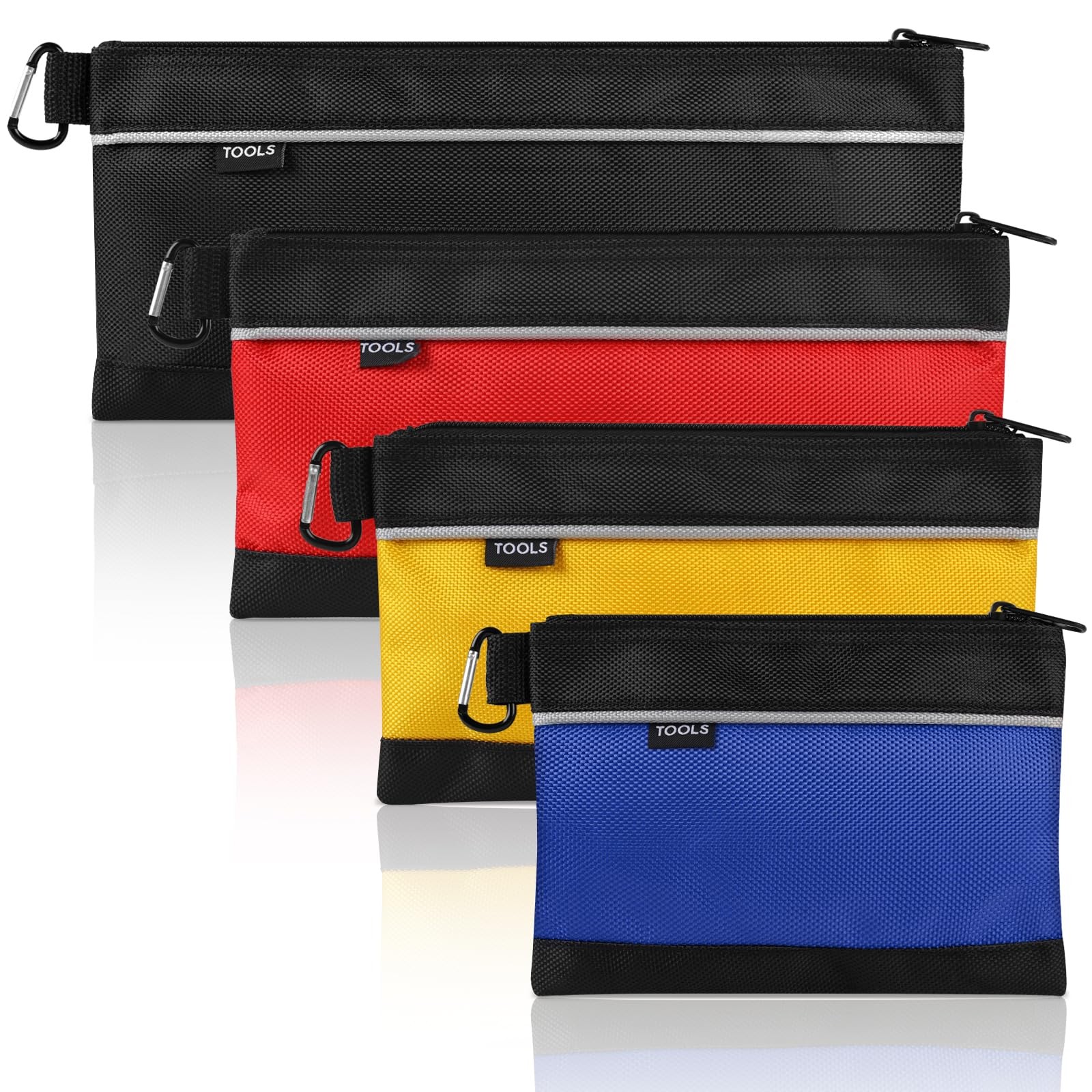 4 Pack Tool Pouch, Small Tool Bag with Zipper, 1680D Oxford Waterproof Multip...
