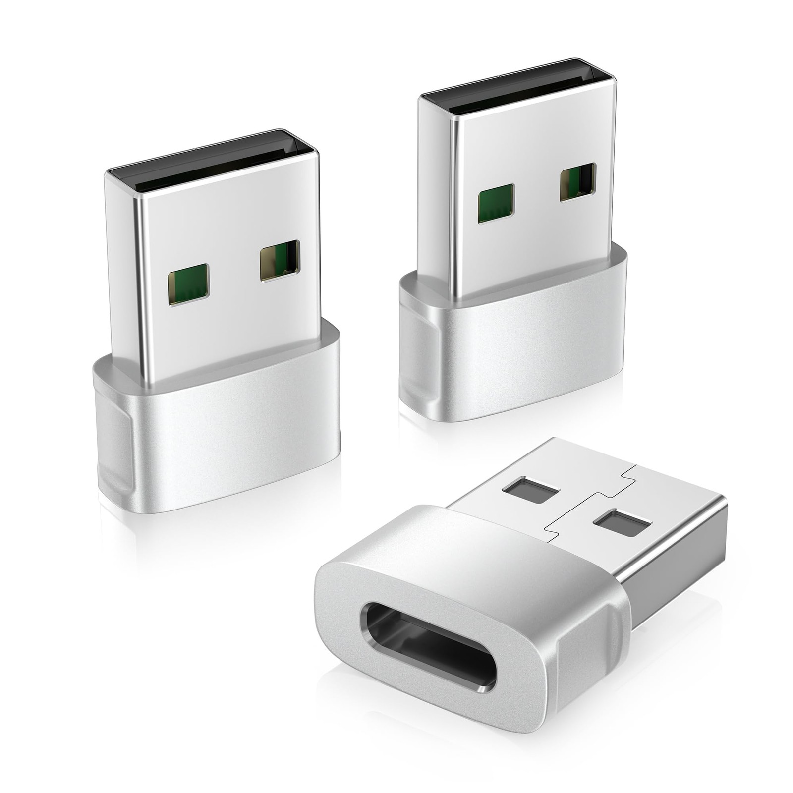Basesailor for iPhone 17 16 Car Charger Adapter 3Pack,USB Male to USB Silver