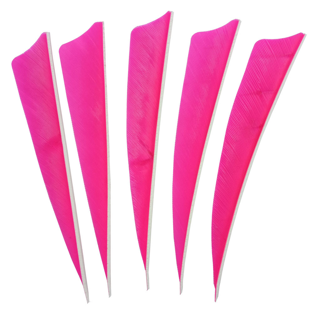 50pcs Archery 5in Shield Pink Fletches Right Wing Shield Feather Make Wood Arrow