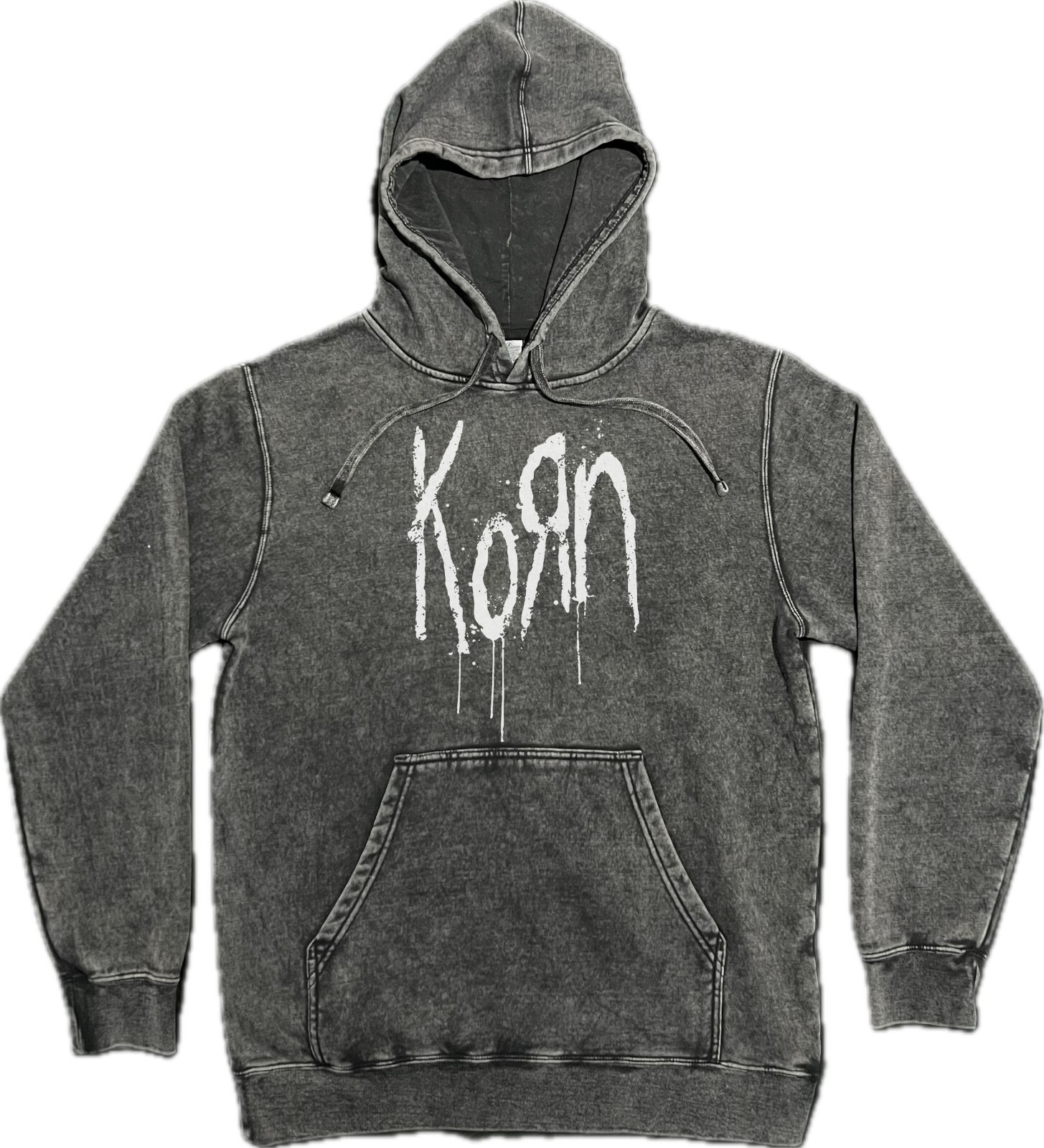 KORN Graffiti Vintage Wash Hoodie on Premium Mineral Wash Hooded Sweatshirt