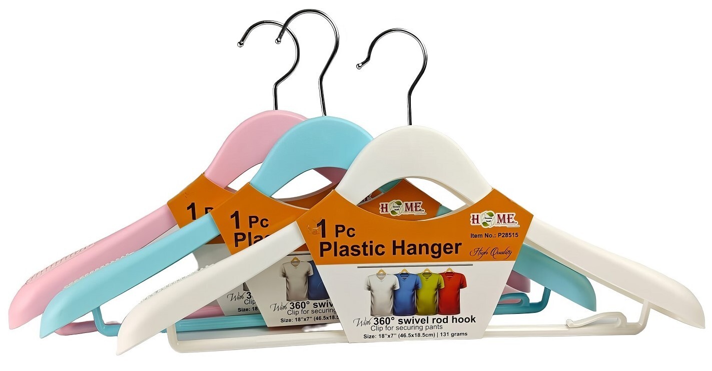 Uniware Wide Soulder Anti Slip Hangers, 3 pcs mix colors