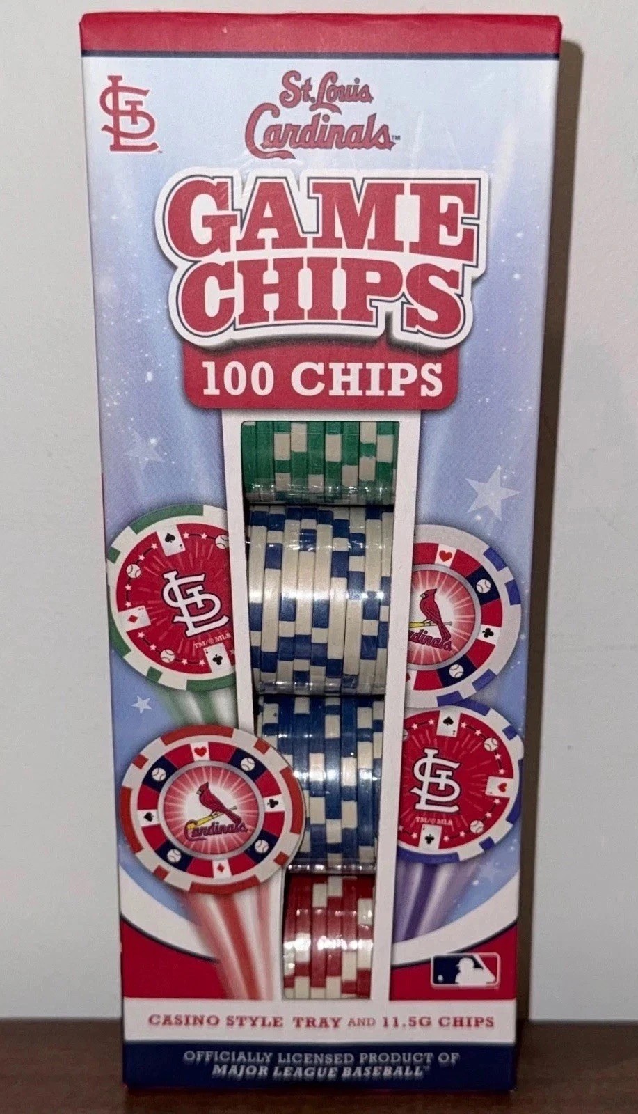 MasterPieces St. Louis Cardinals Casino Poker Chips Set 100 Pieces 11.5G W/ Tray