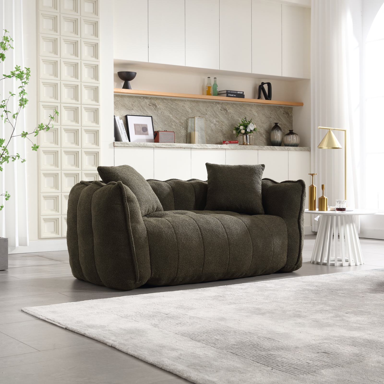 Bean Bag Sofa with high resilience foam core BeanBag Chair 2 people Olive+Green