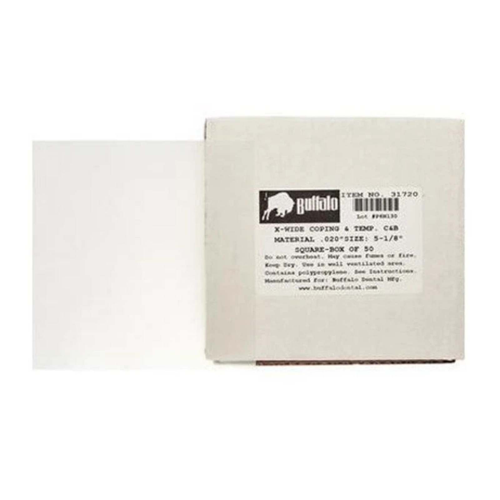 Buffalo - Pkg. of 625,  .020 x 5" x 5" Coping and Temp. C&B Matrix Material