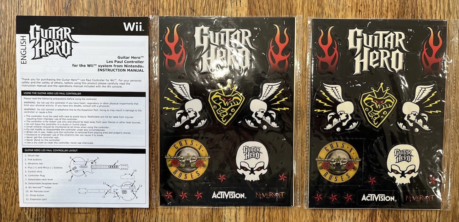 Guitar Hero Sticker Sheets & Controller Manual Lot Nintendo Wii Activision