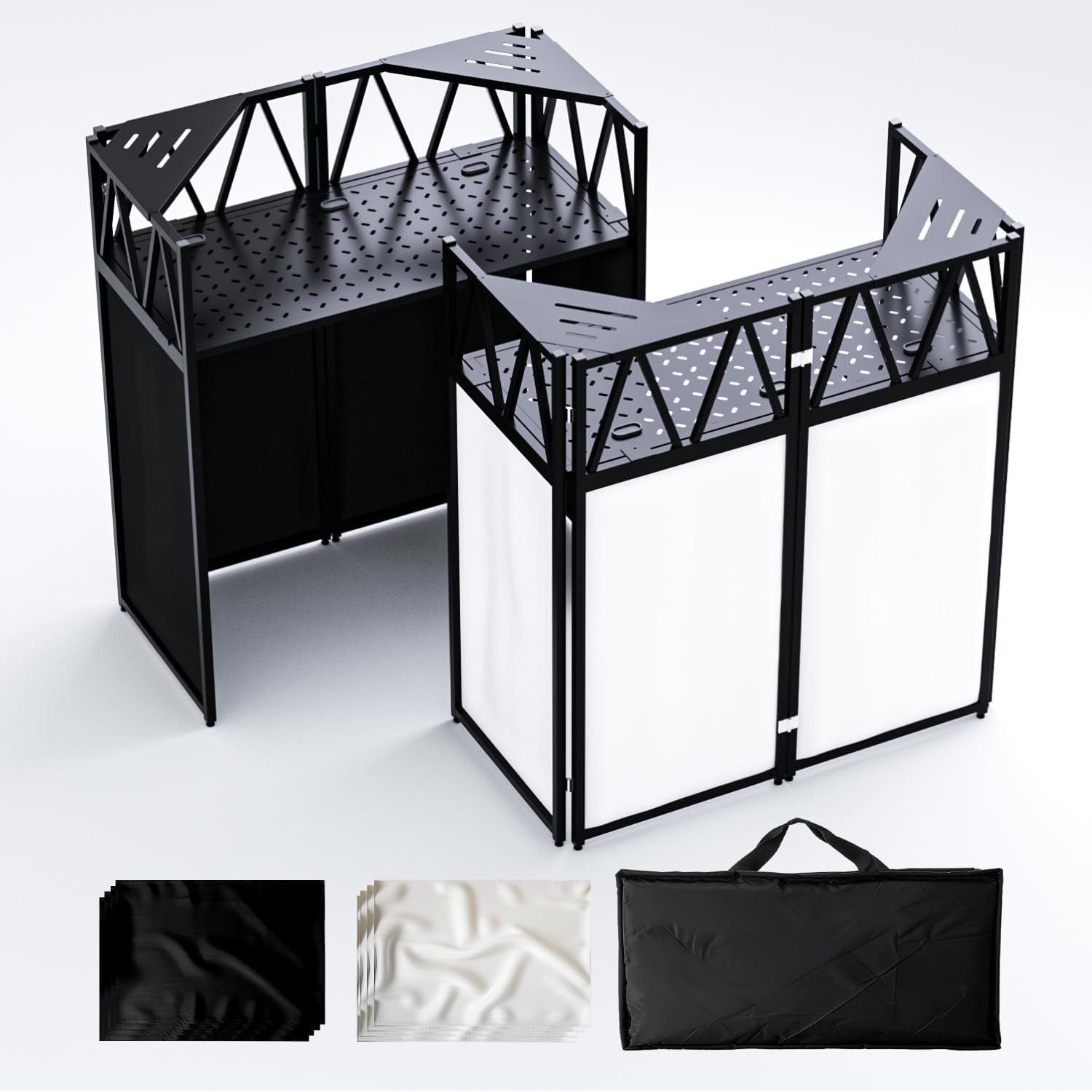 DJ Table Stand Portable Booth, Foldable DJ Stand Booth, Heavy-Duty Adjustable He