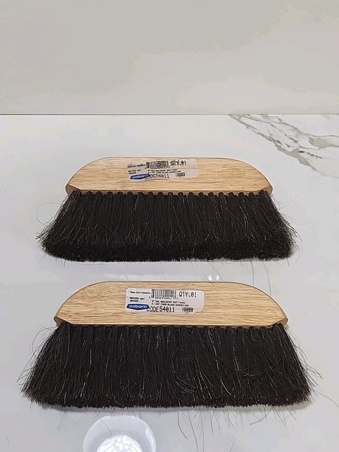 LOT OF 2! Osborn 54011 9" OAL MOLDERS SOFT HAIR Brsh 2-7/8" TRIM BLCK HORSEHAIR